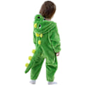 Miniatyrbillede 1 af 5: Baby Dinosaur Kostume, (3-4 år) Dyr Hætte Flannel Jumpsuit, Børne Romper, Karnevalskostume