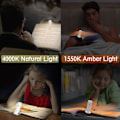 Miniatyrbilde 5 av 5: LED Klype Leselys, Leselys for Bøker i Sengen, Øye-Skånsomt Lys, USB Oppladbart, 2 Lysstyrkeinnstillinger for Øyebeskyttelse, LED Lys, Hvit