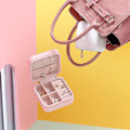 Miniatyrbild 3 av 4: Resväska för smycken, liten smyckeskrin i PU-läder, bärbar smyckesask Pink