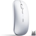 Miniatyrbild 1 av 5: Bluetooth-mus, trippelmoders laddningsbar tyst Bluetooth trådlös mus BT 5.0/4.0 + 2.4G trådlös, 1600 DPI bärbar mus för Mac, dator, PC, iPadO