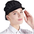 Miniatyrbillede 3 af 5: Sæt med 3 kokkehuer, sorte [halvt mesh, halvt stof] unisex køkkenhuer med mesh, velegnet til arbejde i værksteder, fabrikskøkkener og bagerier.