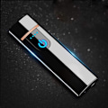 Miniatyrbillede 1 af 5: Genopladelig USB Elektronisk Lighter Vindtæt Berørings Fingerprint LED Sensor Skærm Dobbeltsidet Tænding Flammeløs Lighter til Lys