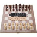 Miniatyrbild 1 av 5: Träschackset, 3-i-1 schack och dam och backgammon fällbara schackset, bärbart resespel leksak
