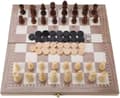 Träschackset, 3-i-1 schack och dam och backgammon fällbara schackset, bärbart resespel leksak