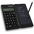 Miniatyrbillede 1 af 5: Lille lommeregner med skrivetavle og sletbar LCD pen 6\", mini bærbar lommeregner 10 cifre, solcelle og dobbelt strømbatteri, sammenklappelig lommeregner til