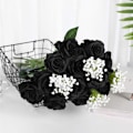 Miniatyrbillede 3 af 5: Kunstige Rose Silke Blomster Buket Hjemmekontor Bryllupsarrangementer Sort 10 STK