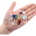 Miniatyrbillede 4 af 5: 7 Chakra Livets Træ Krystal Nøglering Ædelsten Healing Krystaller Nøglering Sølv ID Tag Bil Nøglering Tromlede Sten Perler Nøglering Kvinder Mænd