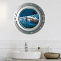 Miniatyrbild 2 av 4: Tredelad kostym 3D Havsliv Fisk Väggdekaler för Badrum, Under Vattnet Haj Väggkonst för Barnrum, Ocean Dolphin Väggdekal Barnkammare Dekoration