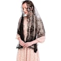 Miniatyrbilde 1 av 5: Katolsk Kapellslør Spansk Blonde Blomstret Mantilla Slør Sjal Messe Hodeplagg Rektangulær Form