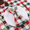 Miniatyrbillede 2 af 5: Julekugle Servietringe Sæt med 6, Bondegårds Holly Berry Servietringholdere, Håndlavede Rustikke Servietholdere til Jul, Thanksgiving