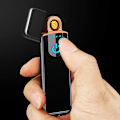 Miniatyrbillede 2 af 5: Genopladelig USB Elektronisk Lighter Vindtæt Berørings Fingerprint LED Sensor Skærm Dobbeltsidet Tænding Flammeløs Lighter til Lys
