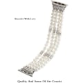 Miniatyrbild 4 av 5: Pärlarmband i vitt, kompatibelt med Apple Watch Band 42/44/45mm dam iWatch Band serie 8/7/6/5/4/3/2/1, handgjort pärlarmband i elastiskt pärlarmband