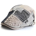 Miniatyrbillede 3 af 5: Retro PU Læder Flat Cap Herre Justerbar Efterår Vinter National Duck Tab Cap Lysegrå