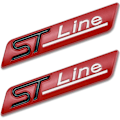 Pikkukuva 1 / 4: 2 kpl Metallinen ST Line -tarra Auton etumerkki Kromi-tarra useimpiin malleihin Punainen