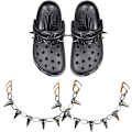 Pikkukuva 1 / 5: Kaksiosainen setti mustia Croc-koruja, punk-niitti kapeneva metallinen koruketju, käytetään tee-se-itse-koristeluun, vapaa-ajan kenkiin ja sandaalitarvikkeisiin, käytetään juhlalahoina