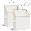 Miniatyrbild 1 av 5: (Vit) 2-pack Väggmonterad Förvaringsväska med Självhäftande Krok, Hängande Förvaring för Fickor, Badrum Sovsal Organizer Väska, Linne Bomull Organizer Box
