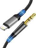 Aux-lydkabel for bil til iPhone, Lightning til 3,5 mm nylon stereo aux-kabel 50 cm, kompatibel med iPhone 14/12/12 Pro/13/13 Pro/SE/11/11Pro/X