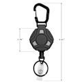 Miniatyrbillede 2 af 5: Sort 2-pak polygonal rustfrit stål fjeder udendørs karabinhage, let-træk spænde wire reb teleskopisk anti-tab tyverisikret nøglering