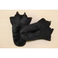 Miniatyrbilde 1 av 4: Voksne/barn Plysj Dyrepote Klør Sko Unisex Morsomme Grønne Plysj Dinosaur Klør Tøfler For Innendørs black 40to44