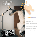 Miniatyrbild 3 av 5: Digital väckarklocka, 6,7\" LED-spegel digital väckarklocka sängbordsväckarklocka morgonväckarklocka, röstaktiverad/icke tickande/snooze/temperatur/datumtid adj