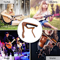 Miniatyrbild 4 av 5: Gitarr Capo, Alloy Gitarr Capo för 6 Strängar Folk, Elektrisk och Akustisk Gitarr, Ukulele, Trä Färg.