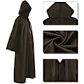 Miniatyrbillede 3 af 5: Sort kappe med hætte til voksne og børn, Unisex vampyrkappe, Darth Vader kostume, Halloween kostume, Heksekappe, Jedi kjole, Lang kappe til Halloween