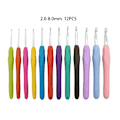 Pikkukuva 1 / 5: Virkkuukoukku setti, koko 2mm-8mm, 12-osainen värillinen neulottu virkkuukoukku setti. Ergonominen muotoilu, sopii aloittelijoille