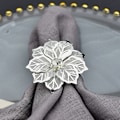 Miniatyrbild 1 av 5: (Silver) Set med 12 servettringar i legering med ihåliga blomservettringhållare för bröllopsfest, högtidsbankett, julmiddag, delikat servett