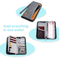 Miniatyrbillede 3 af 5: Rejsepung (Grå), Familiepas Holder, Rejsedokument Organizer, Holdbart Pung Etui med RFID Blokkering, Mænd, Kvinder, Grå
