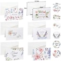 Miniatyrbilde 5 av 5: Sett med 12 blomstrete takkekort med 6 forskjellige design. Med konvolutter og 12 klistremerker for bryllup, babyshower, Thanksgiving takkekort