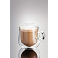 Miniatyrbillede 3 af 5: Dobbeltvæggede kaffekopper i glas med hank, sæt med 2, hul vakuumforseglet 200 ml kop 300ml