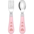 Miniatyrbilde 1 av 4: Barneservise, sett med 2 rosa rustfrie stålskjeer og gafler for barn, 304 rustfritt stål + PP