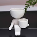 Miniatyrbild 2 av 4: Humanoid Keramisk Blomkruka Växt Suckulenta Blomkrukor Kreativ Blomkruka white side