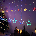 Miniatyrbillede 1 af 4: Stjerne Lysgardin 2m Varm Hvid Gardin Lys Guirlande Vindue Jul Indendørs 8 Modes USB Juledekoration Vindueslys Deco Bryllup Have Sengekant