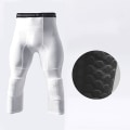 Miniatyrbilde 2 av 5: Basketball Leggings med Knebeskyttelse for Menn 3/4 Kompresjonstights Sportstights Multi-way White M