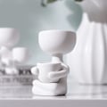 Miniatyrbild 1 av 3: Humanoid Keramisk Blomkruka Växt Suckulent Blomkrukor Kreativ Blomkruka white middle