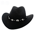 Miniatyrbild 1 av 3: Cowboyhatt i konstläder, resekepsar, modevästern Black