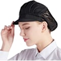 Miniatyrbilde 1 av 5: Sett med 3 kokkehatter, svarte [halvt mesh, halvt stoff] unisex kjøkkenhatter med netting, egnet for arbeid i verksteder, fabrikkkjøkken og bakerier.