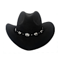 Miniatyrbillede 2 af 3: Cowboy Hat Faux Læder Rejse Kasketter Mode Western Black