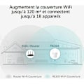 Miniatyrbild 4 av 5: Vit WiFi-repeater WiFi-förstärkare, WiFi-extender upp till 120㎡, kraftfull WiFi-repeater med en Ethernet-port, kompatibel med alla internetboxar