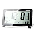 Miniatyrbillede 2 af 3: Lydløs LCD Digital Stor Skærm Rejse Foldbart Elektronisk Vækkeur Med Temperatur Dato Tid Kalender Black