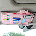 Miniatyrbild 1 av 5: Bilsolskydd förvaringsorganisatör Bil Interiör Lädertillbehör Förvaringsficka Solskydd Väska Väska Pink