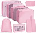 Resväska Packningskuber, Multifunktion 8st/set Resväska Organiser Vattentät Resväska Essentials Väska Pink