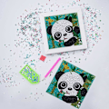 Pikkukuva 3 / 5: 5D Digitaalinen timanttimaalaussarja lapsille, aloittelijan DIY täystimanttimaalaus, askartelu puukehyksellä Panda