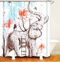 Ett set (HJH1180, ca 180*180cm) 3D-tryckt duschdraperi elefant vattentätt duschdraperi, Djur Duschdraperi Vattentätt Mögelsäkert Polyester