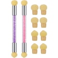 Miniatyrbilde 1 av 5: 2 stk Dobbelthodet Svamp Neglebørster med 8 Erstatningssvamper, Gradient Fargegjengivelse DIY Neglekunstverktøy