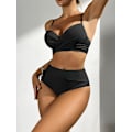Miniatyrbillede 4 af 5: Twistet High Waist Bikini Sæt til Kvinder V-Hals Elegant 2-delt Badetøj