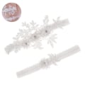 Miniatyrbilde 2 av 5: 2 stk. Bryllupsstrømpebåndsett Blonde Brude Strømpebånd Elastisk Blomsterstrømpebånd For Brud Blå og Hvit White