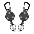 Miniatyrbillede 1 af 5: Sort 2-pak polygonal rustfrit stål fjeder udendørs karabinhage, let-træk spænde wire reb teleskopisk anti-tab tyverisikret nøglering