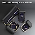 Miniatyrbillede 4 af 4: En (sort, ca. 7,5*7,5*5,1 cm) Luksus Ringæske, Firkantet Fløjl Bryllupsring Etui Smykke Gaveæske med LED-lys til Frieri Forlovelse Bryllup